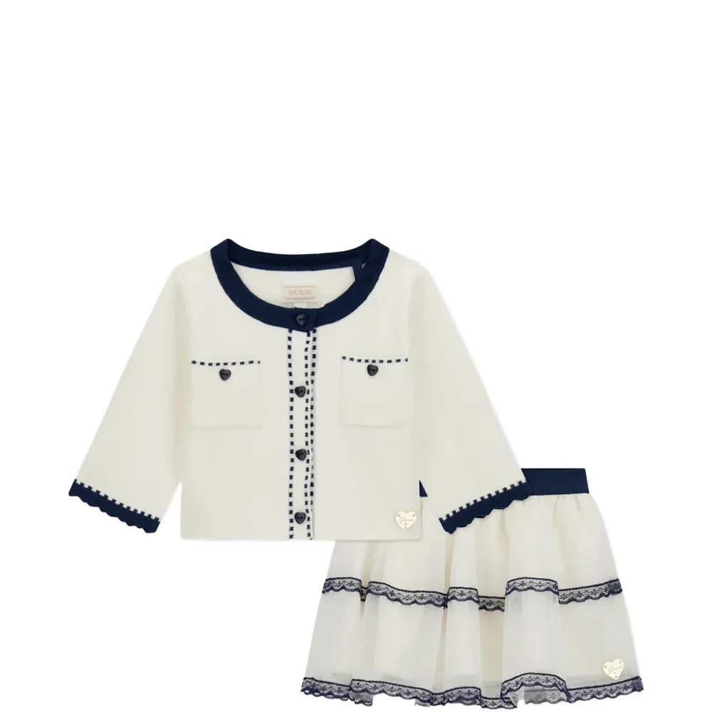 Комплект с юбкой многоярусного дизайна и кружевной отделкой