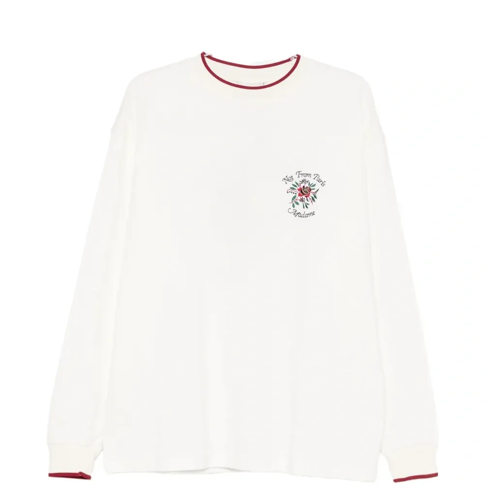 Футболка с длинными рукавами и цветочной вышивкой в виде роз