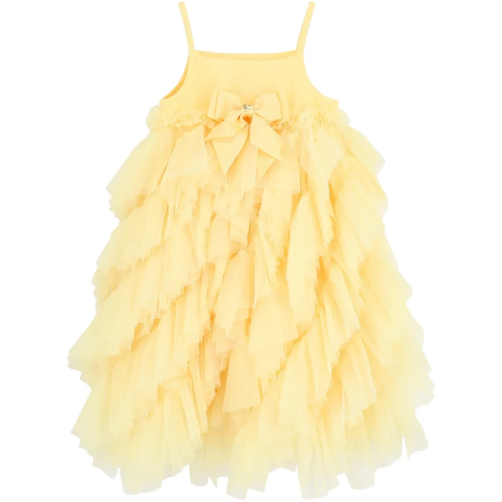 Каскадное платье с водопадными воланами