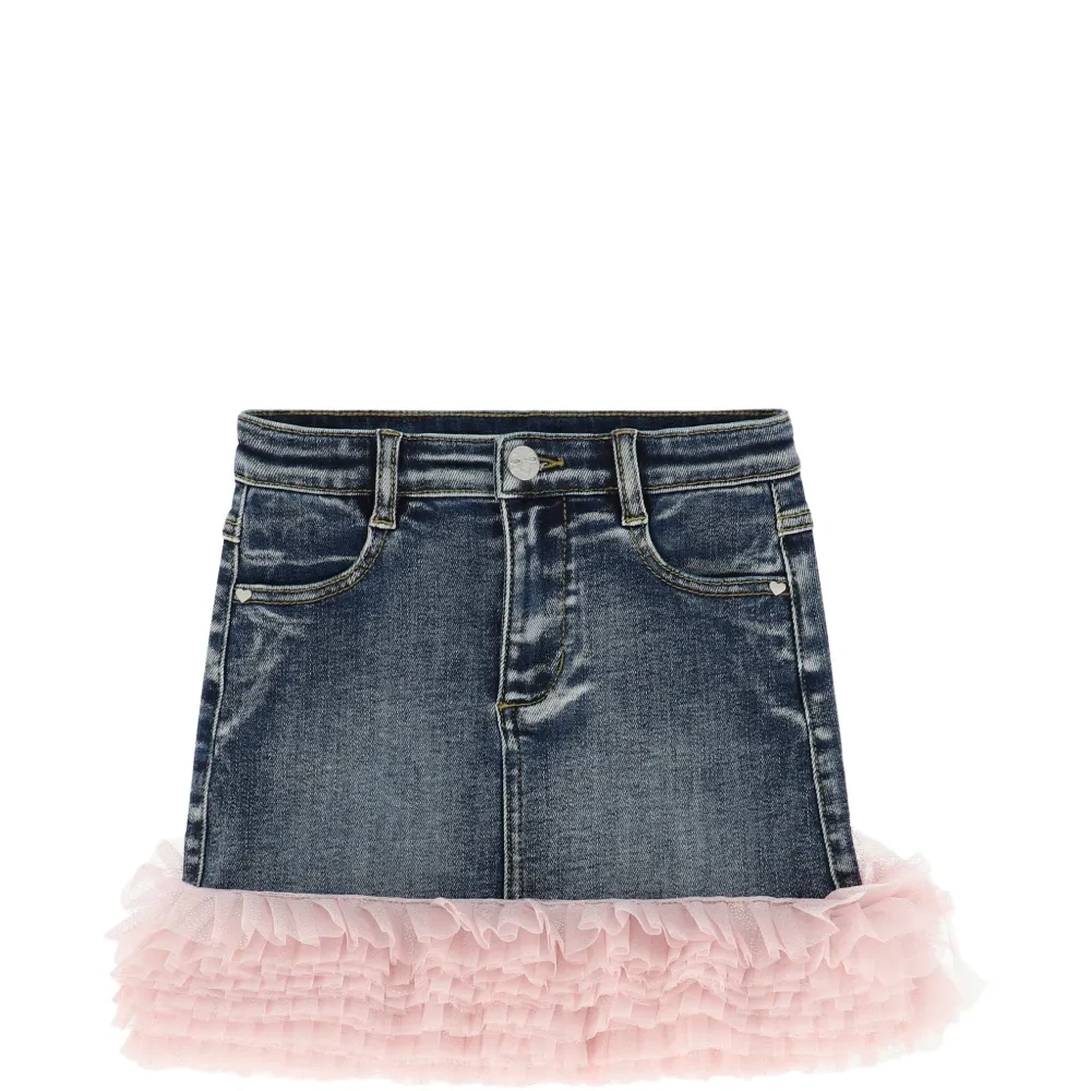 Джинсовая юбка с отделкой из тюля Gigi