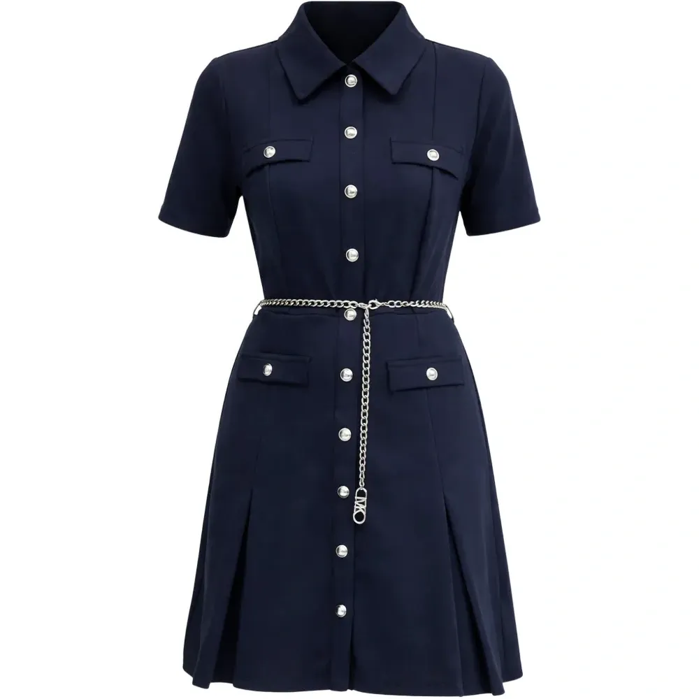 Платье-рубашка с поясом-цепочкой