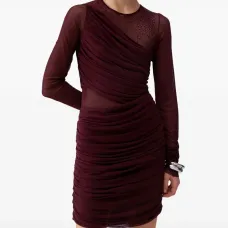 Платье из тюля с вышивкой драгоценными камнями