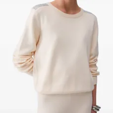 Джемпер с круглым вырезом и бисерной отделкой Джемпер с круглым вырезом и бисерной отделкой