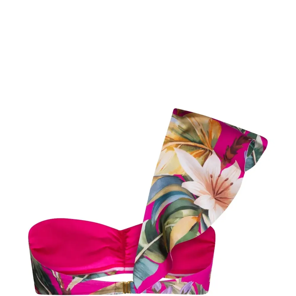 Бикини-топ с оборками и цветочным принтом