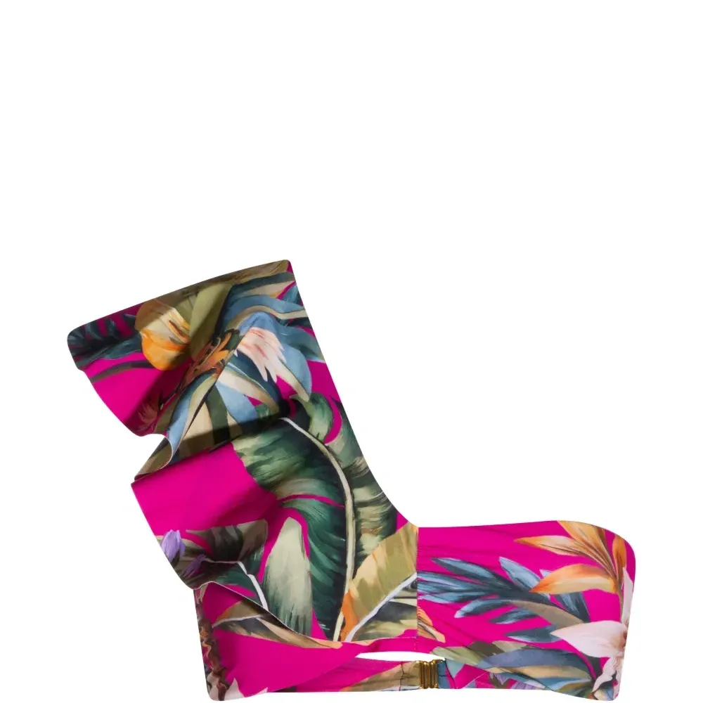 Бикини-топ с оборками и цветочным принтом