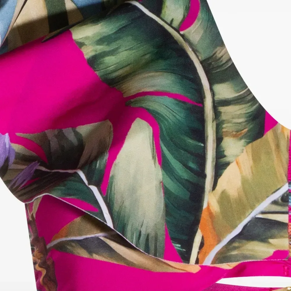 Бикини-топ с оборками и цветочным принтом