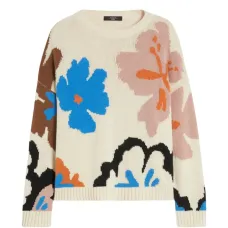 Свитер с цветочным узором и круглым вырезом