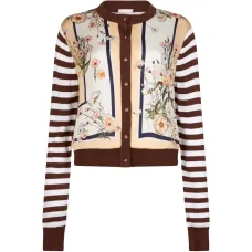 Кардиган в полоску с цветочным принтом Кардиган в полоску с цветочным принтом