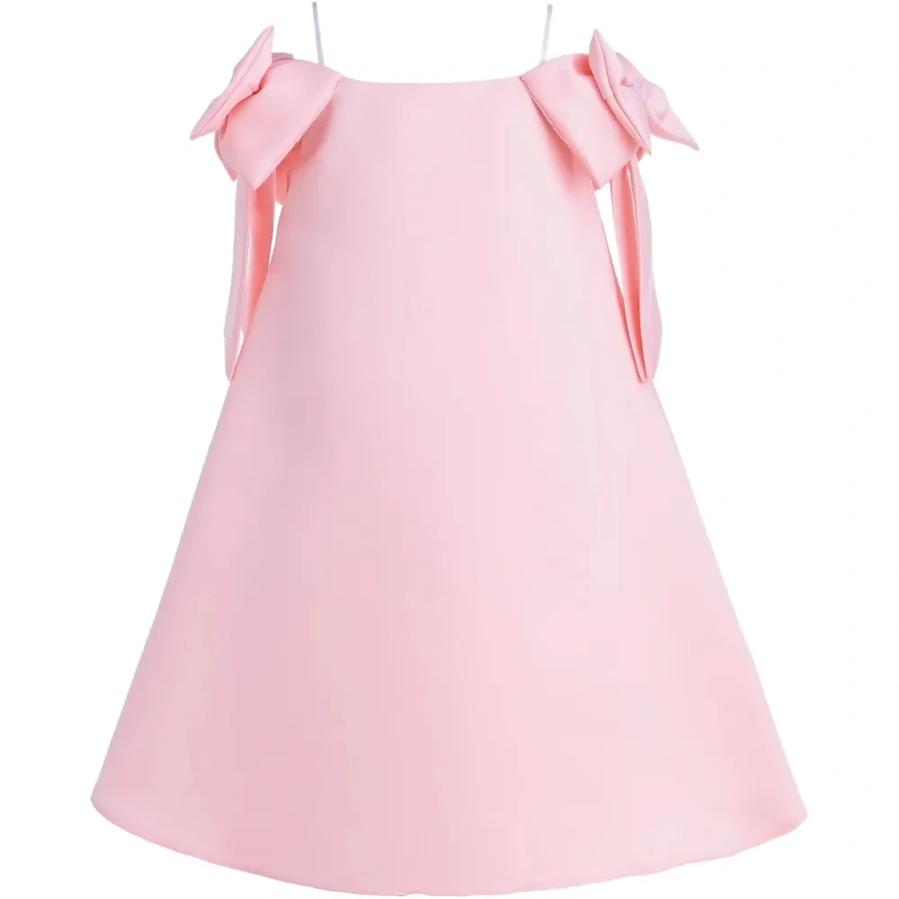 Платье А-силуэта с открытыми плечами и бантом Luneta