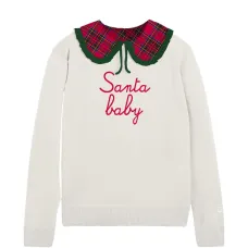 Джемпер с воротником из шотландки с зубчатым краем Джемпер с воротником из шотландки с зубчатым краем