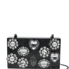 Сумка-клатч в виде шкатулки с кристаллами