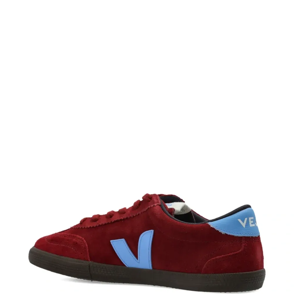 Кроссовки Volley из бордовой замши с аква и орлом