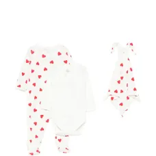 Комплект боди с принтом в виде сердечек (набор из трех штук)
