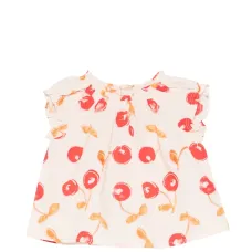 Блузка с вишнёвым принтом и оборками на воротнике