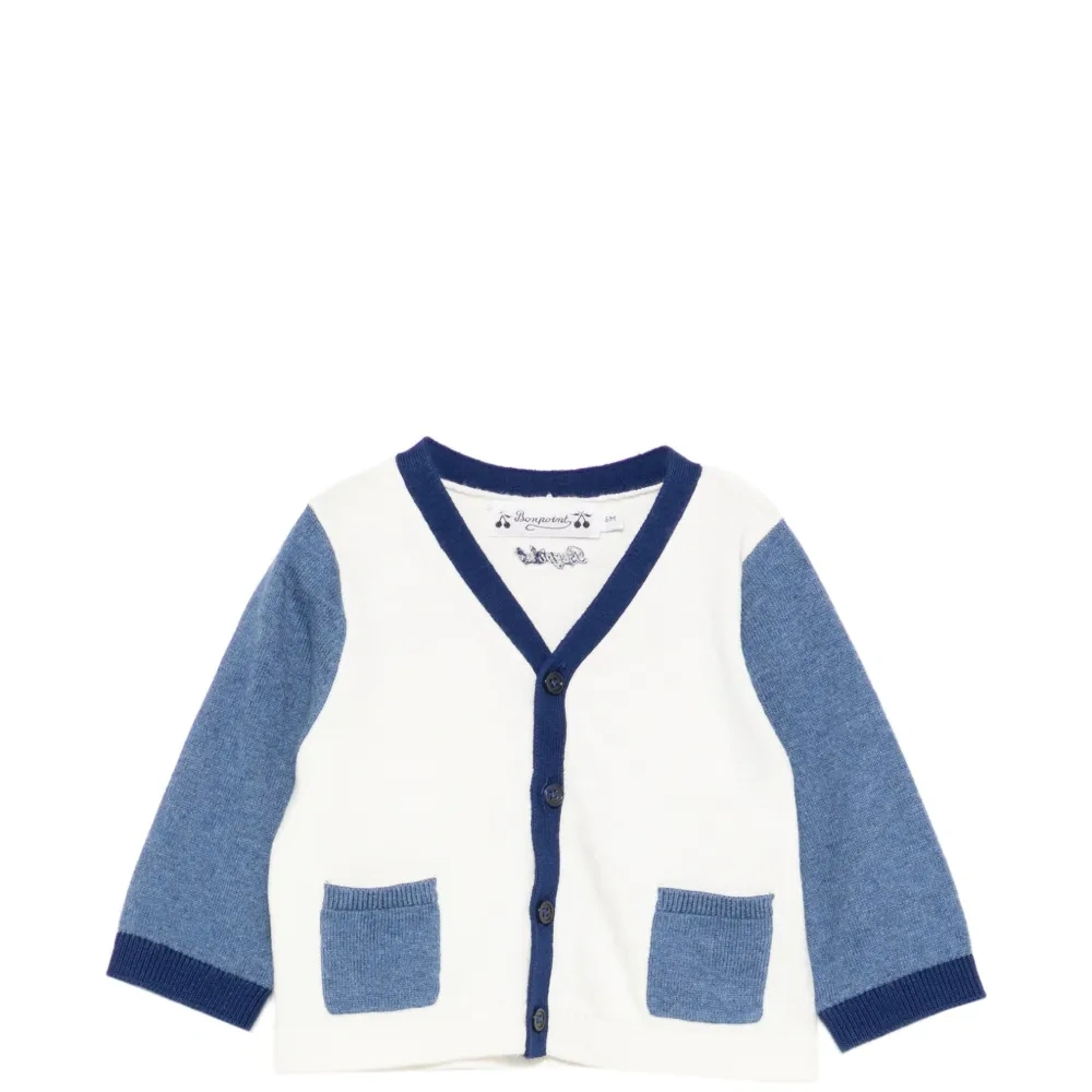 Кардиган в стиле колор-блок с накладными карманами спереди