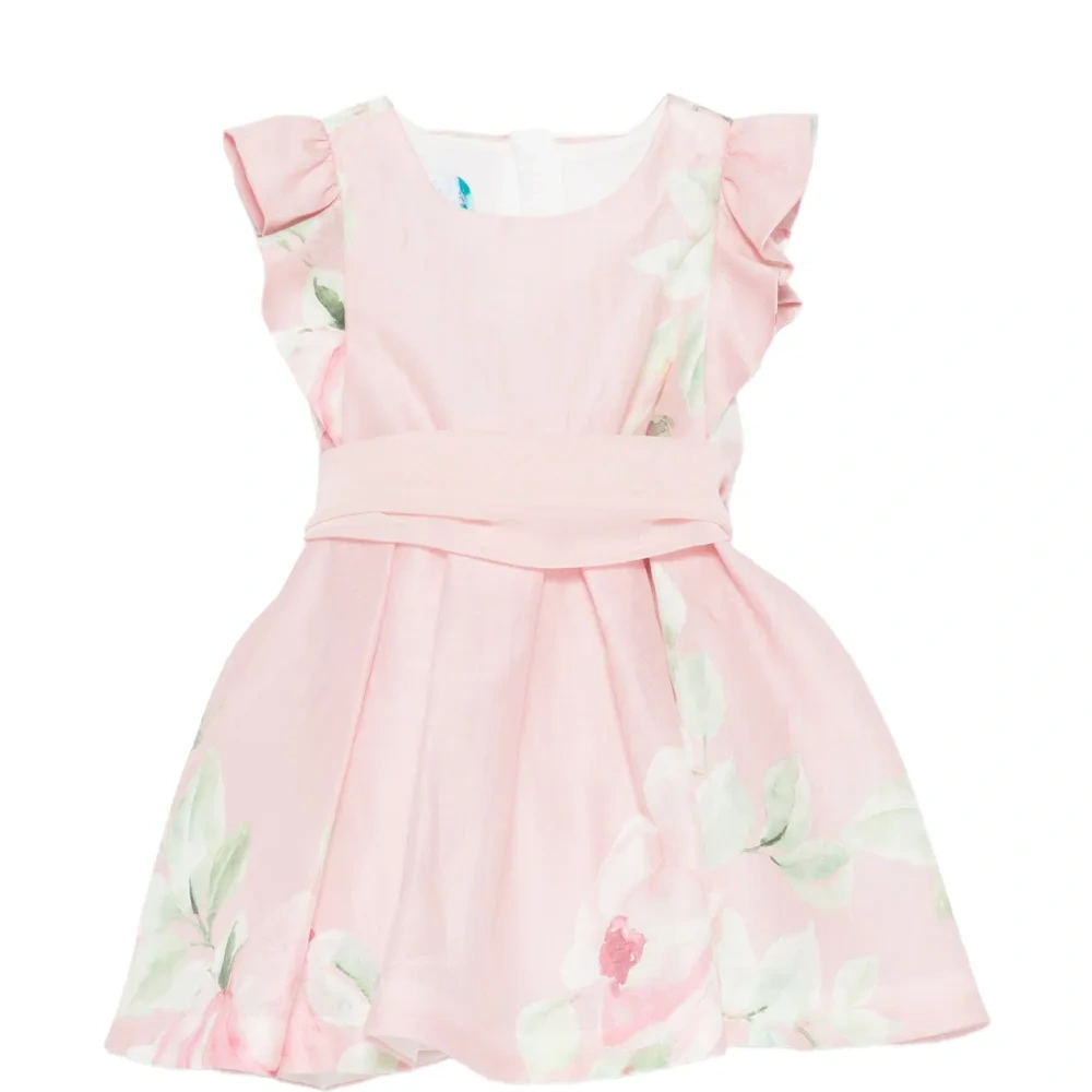 Платье с рюшами и цветочным принтом