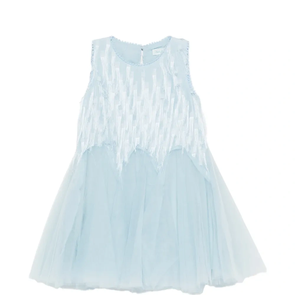 Платье без рукавов с бахромой