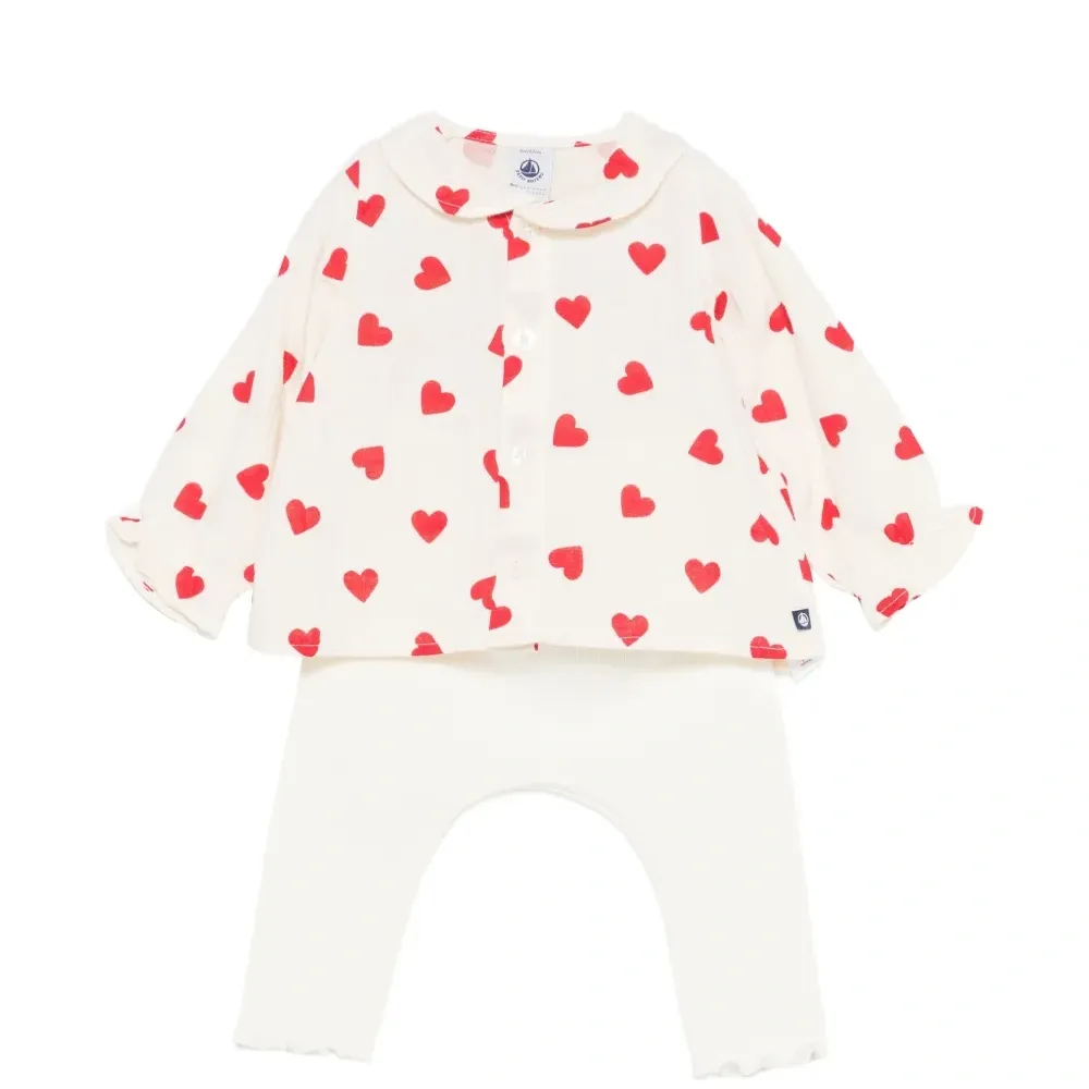 Комплект с брюками с принтом в виде сердец