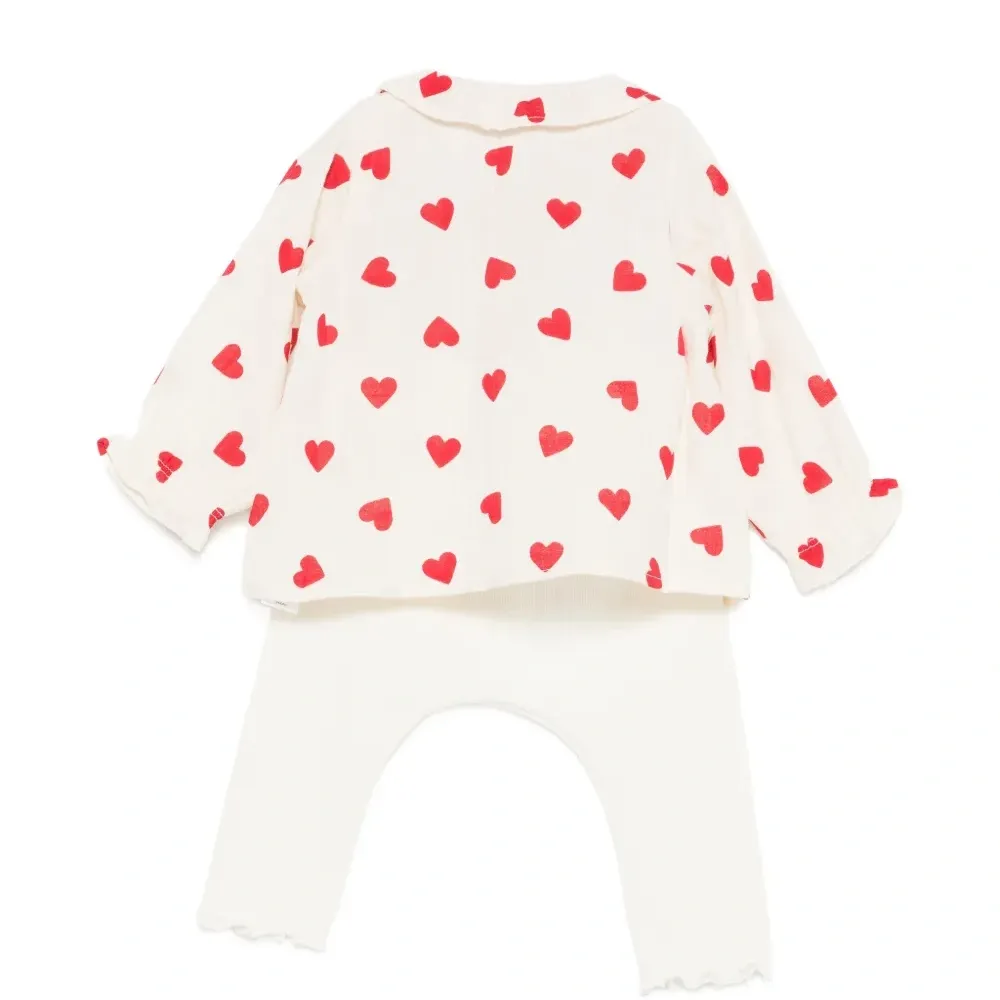 Комплект с брюками с принтом в виде сердец