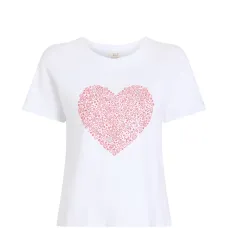 Футболка с принтом в виде сердец и украшением из страз