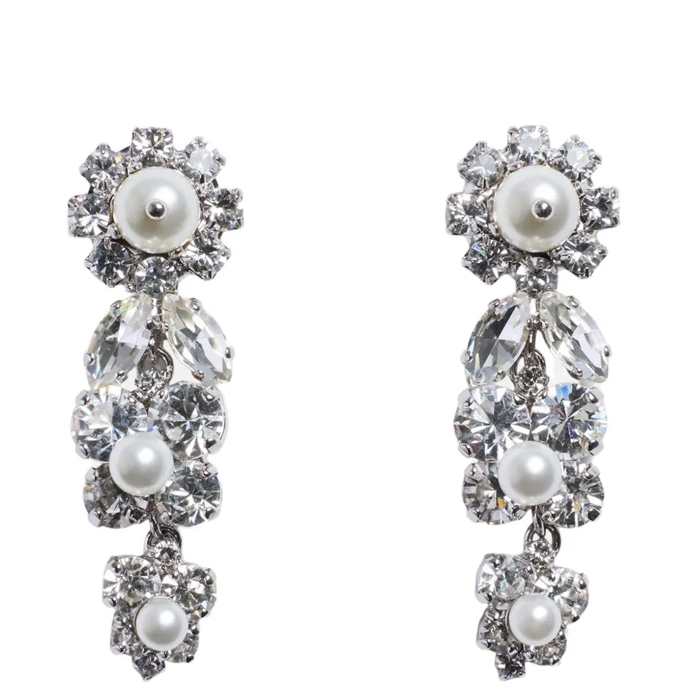 Серьги-кластеры с кристаллами в виде маргариток