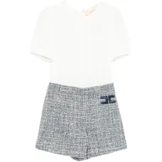 Комбинезон с короткими рукавами и нашивкой-логотипом