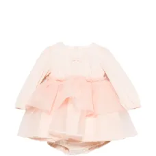 Платье с рюшами и вышитым логотипом