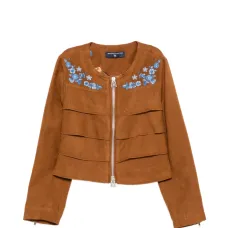 Многослойная куртка с цветочной вышивкой