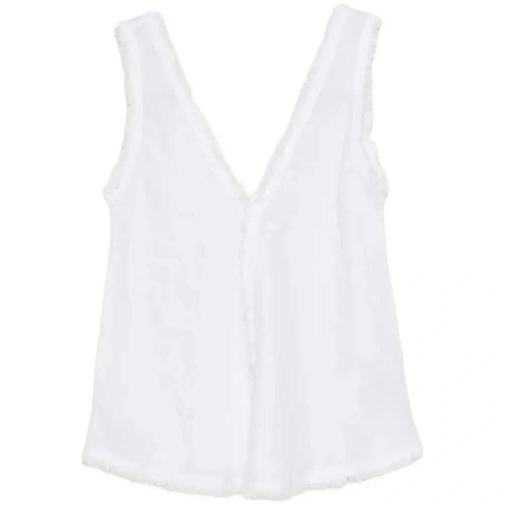 Топ с V-образным вырезом и необработанными краями