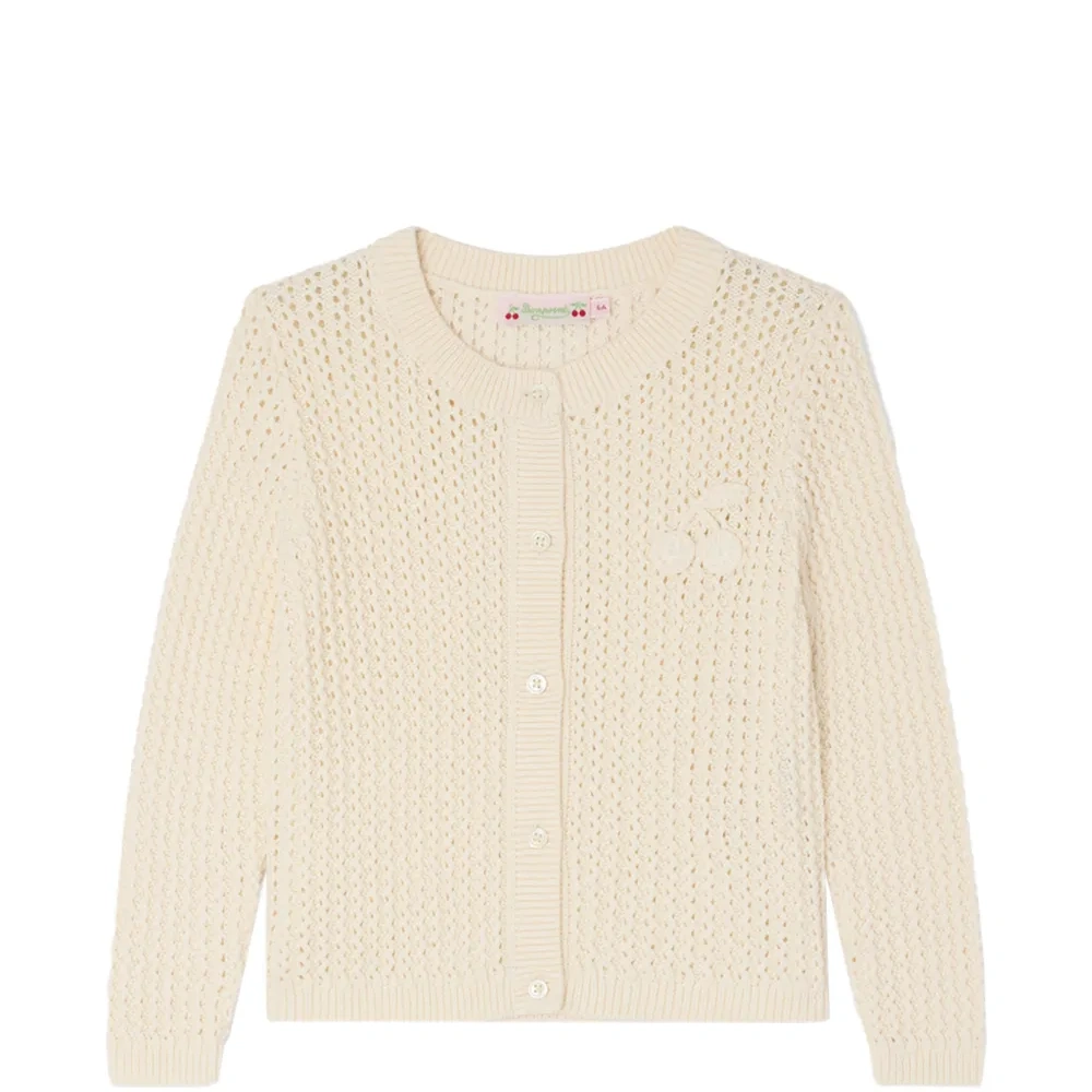 Кардиган с вишневой аппликацией на пуговицах