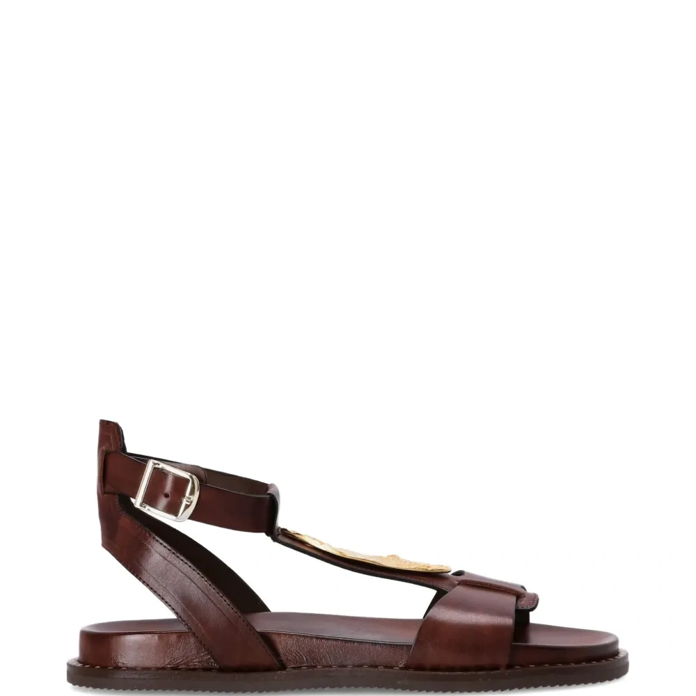 Кожаные сандалии с Т-образным ремешком
