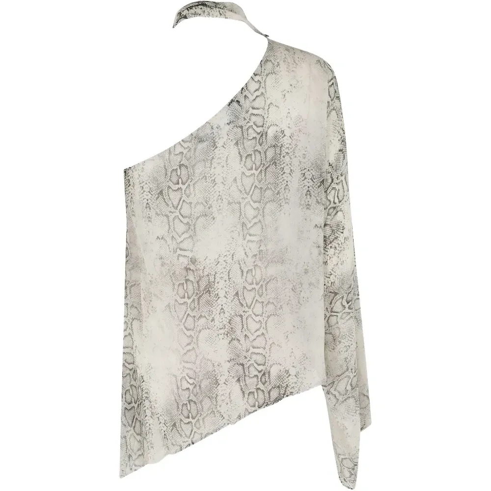 Блуза на одно плечо с принтом под змею