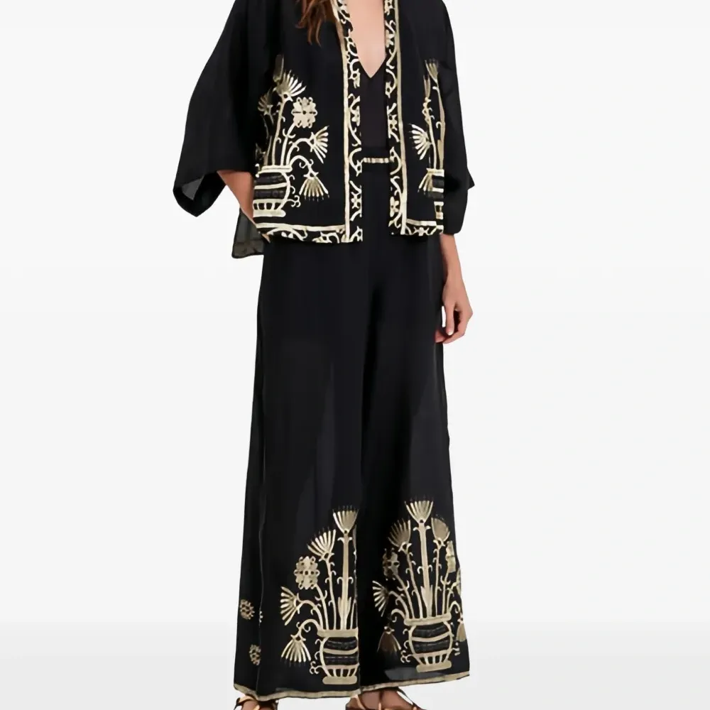 Брюки с принтом и эластичным поясом