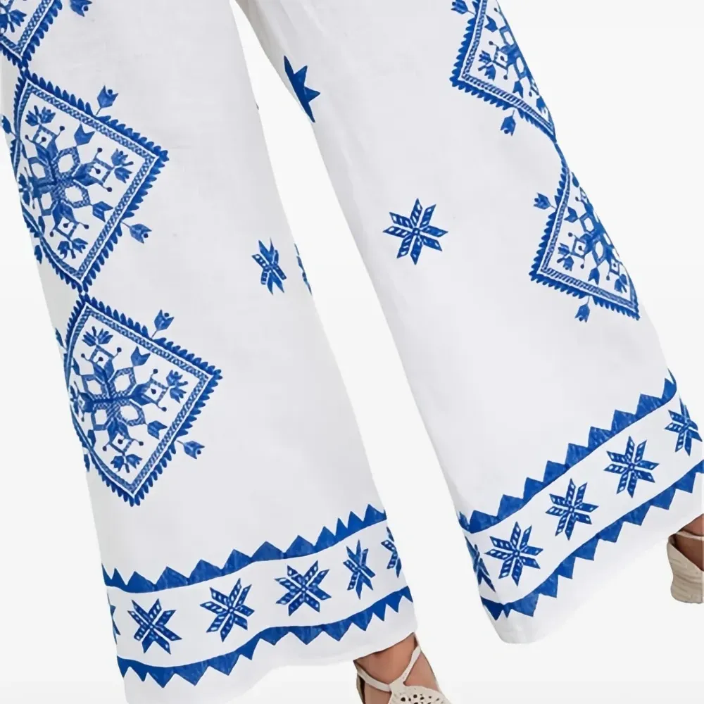 Брюки с принтом и эластичным поясом