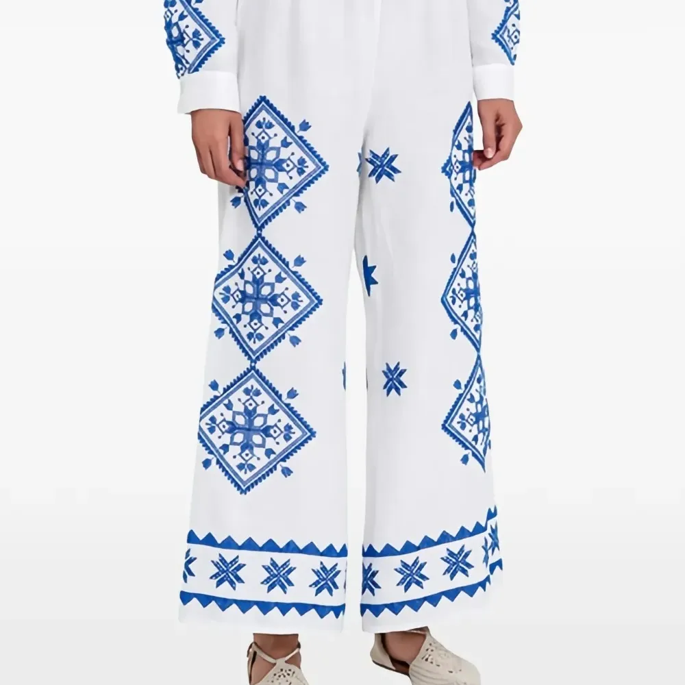 Брюки с принтом и эластичным поясом