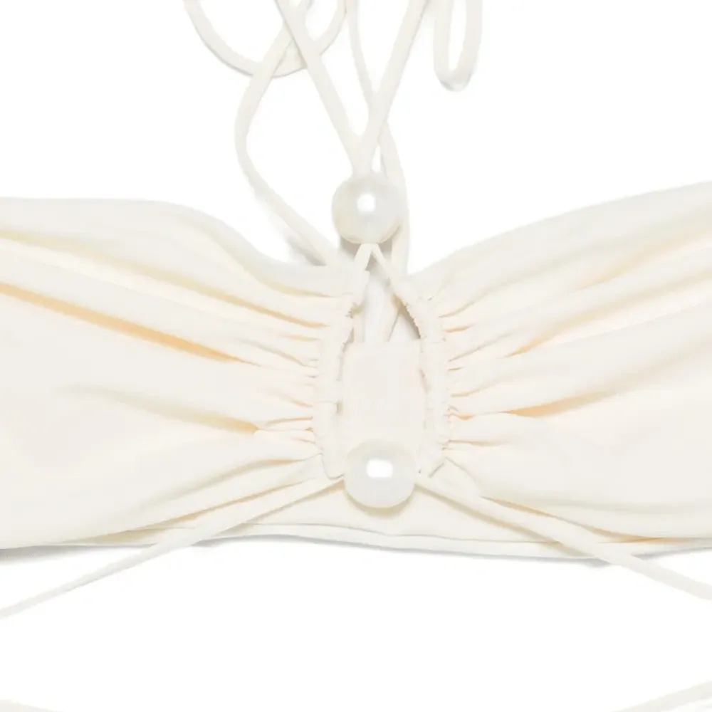 Бикини-топ с отделкой жемчугом и завязками