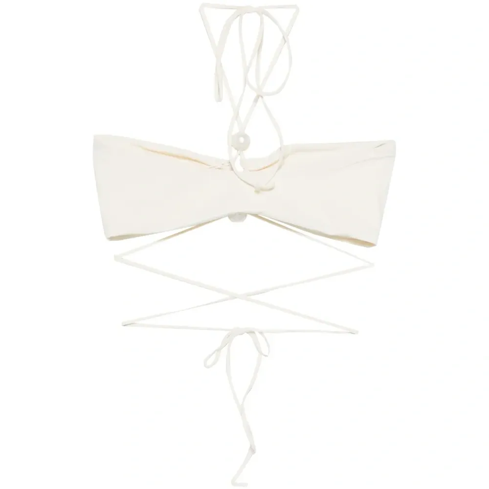 Бикини-топ с отделкой жемчугом и завязками