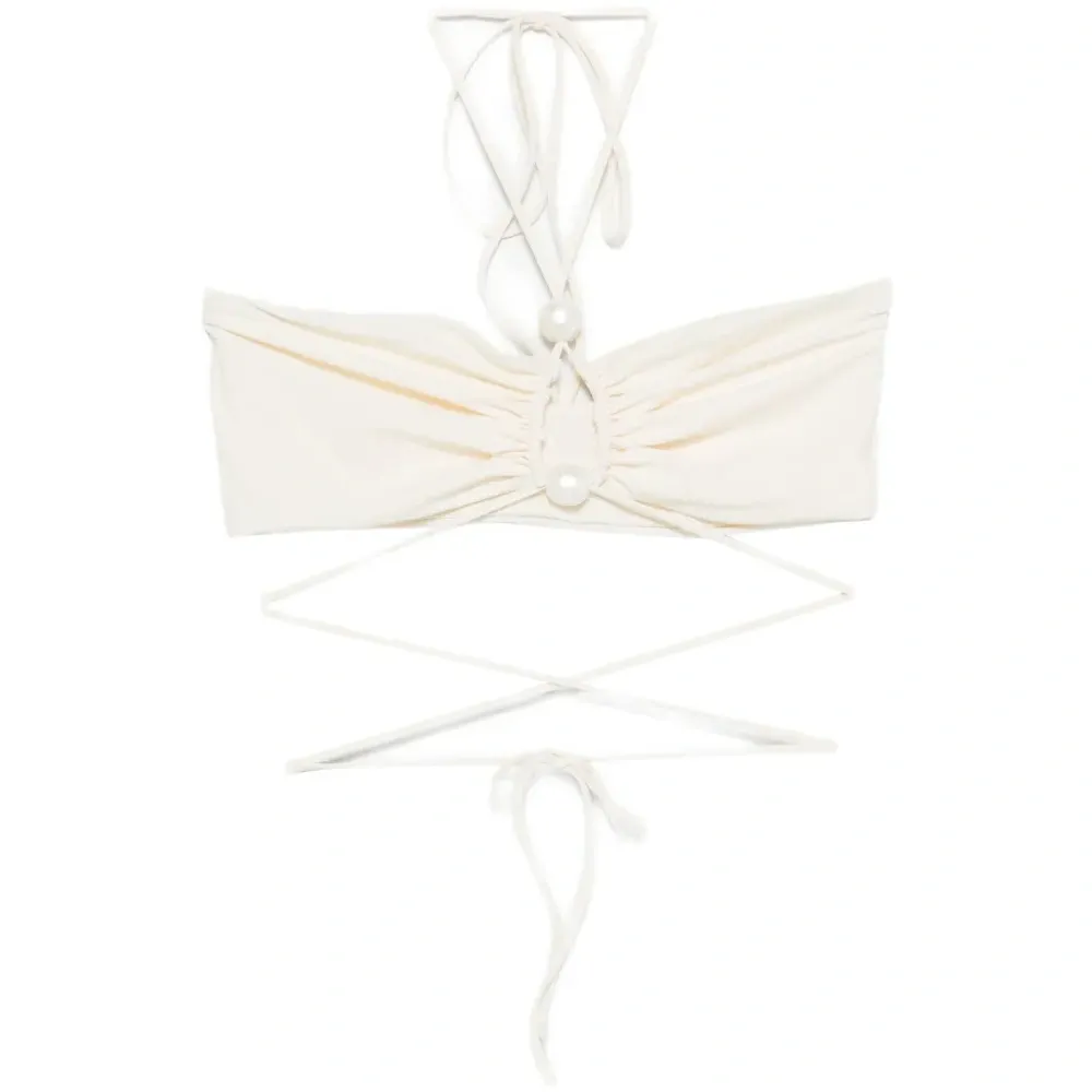 Бикини-топ с отделкой жемчугом и завязками