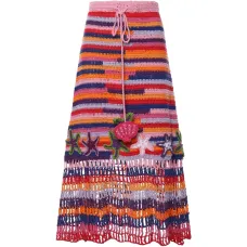 Вязаная крючком расклешённая миди-юбка Venus