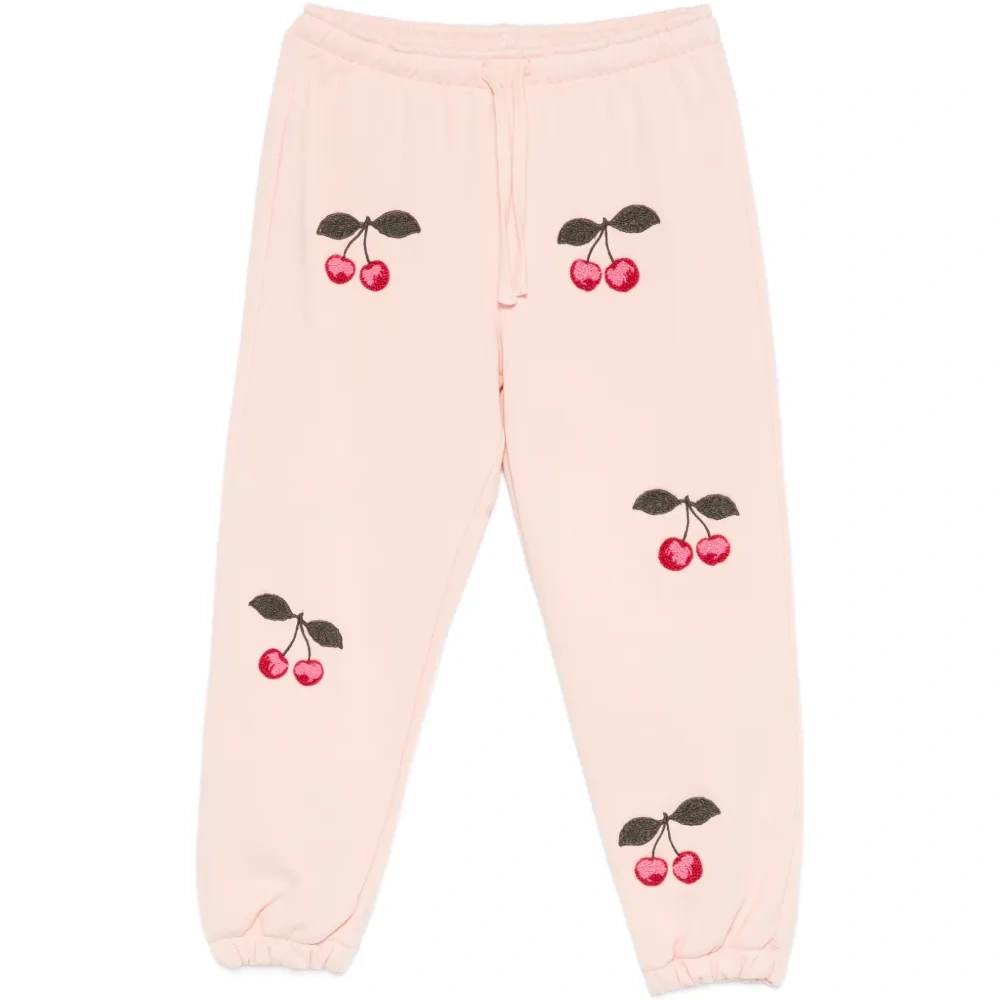 Брюки с вышивкой вишен