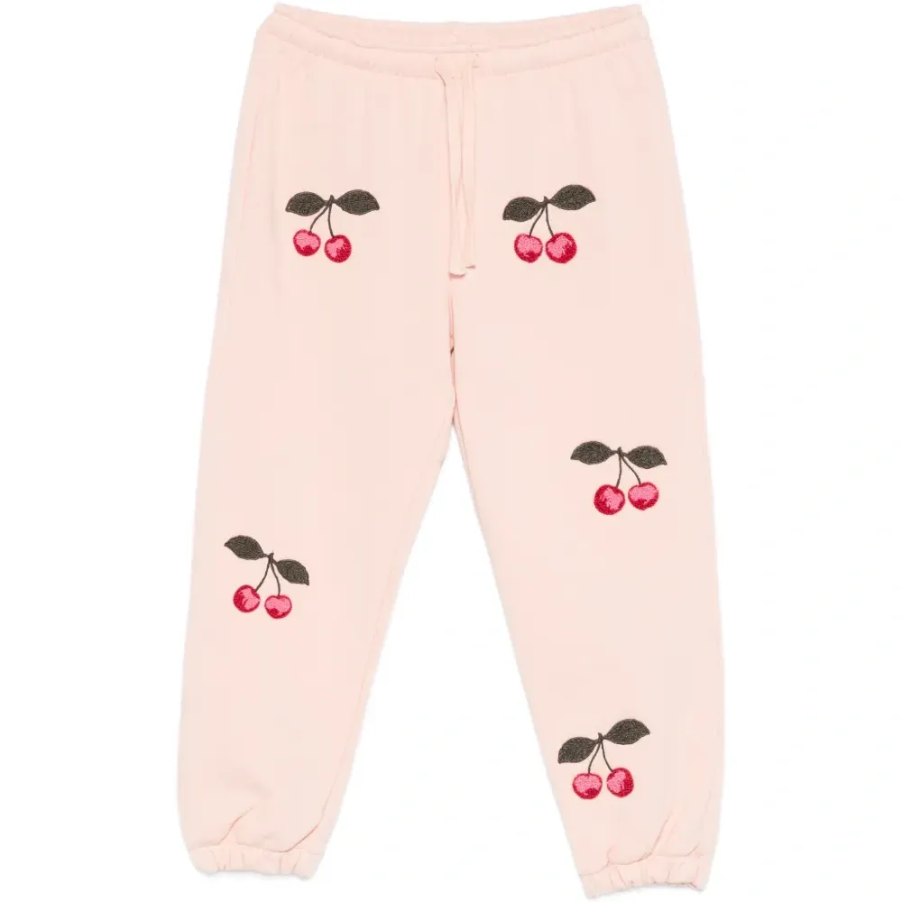 Брюки с вышивкой вишен