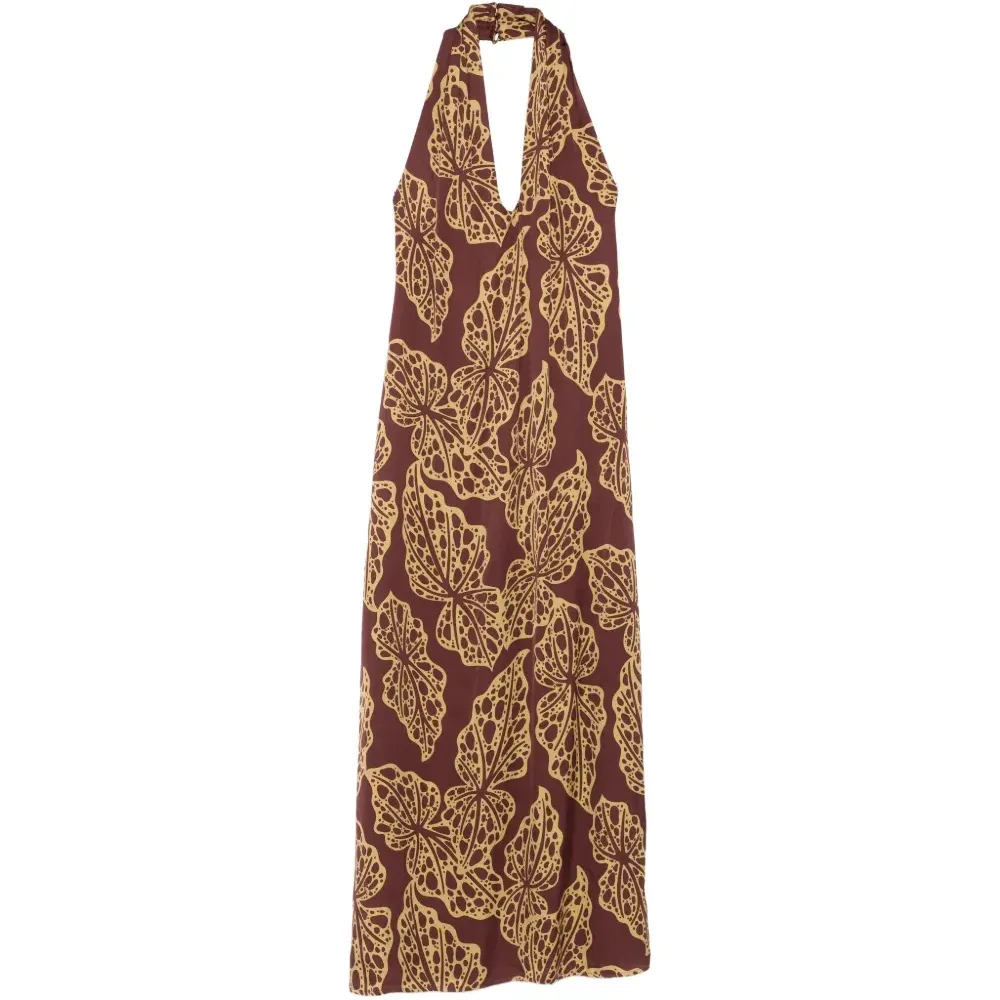 Платье макси с вырезом халтер и принтом