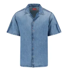 Джинсовая рубашка с короткими рукавами