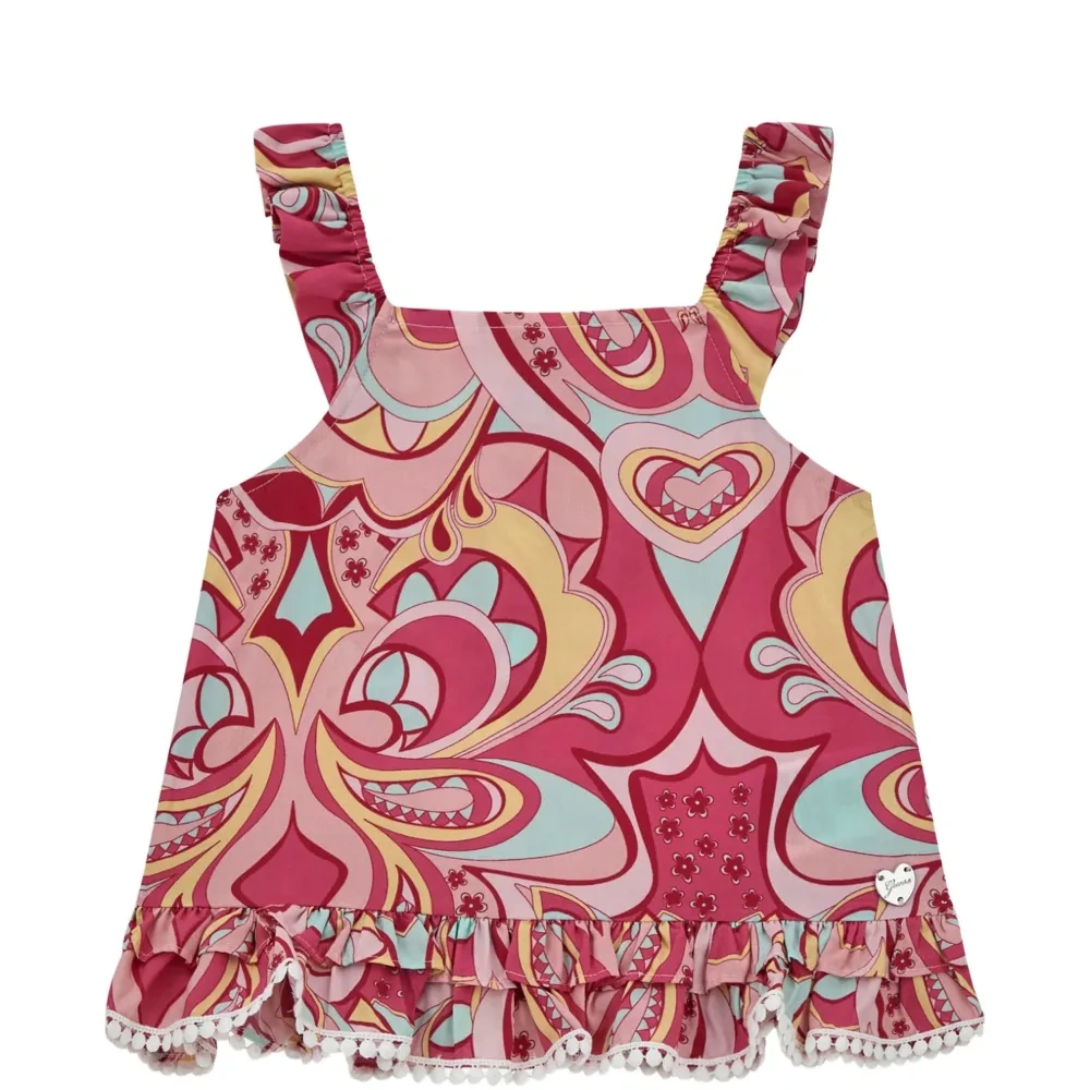 Блузка с принтом и оборчатым подолом