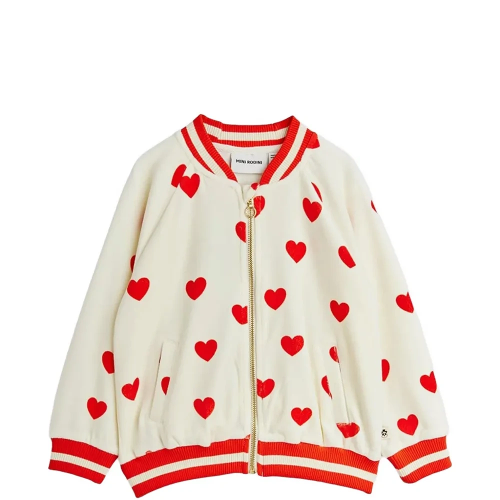 Кардиган на молнии с принтом в виде сердечек