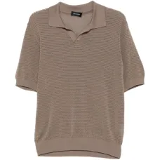 Футболка в открытую вязку с воротником пола Футболка в открытую вязку с воротником пола