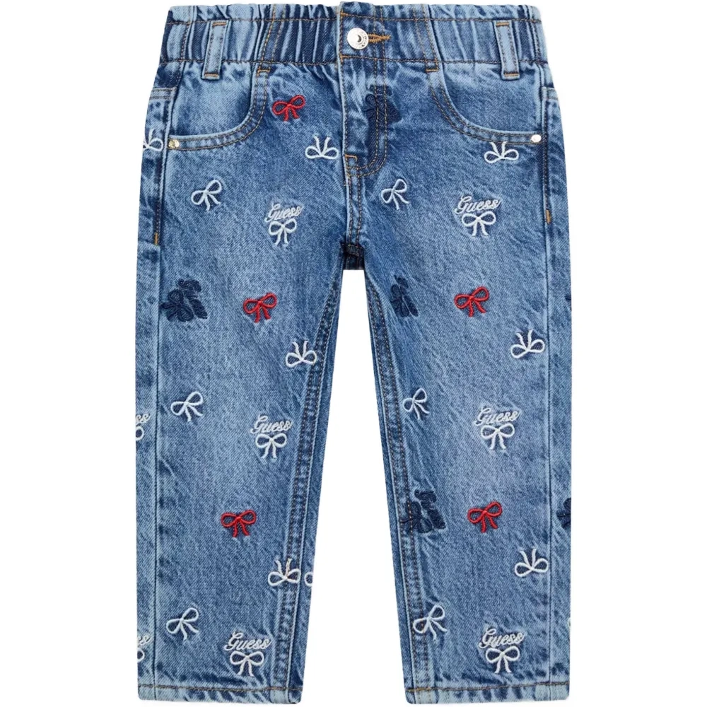 Джинсы с вышивкой в виде бантов