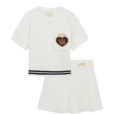 Комплект с юбкой из вязаного трикотажа косами