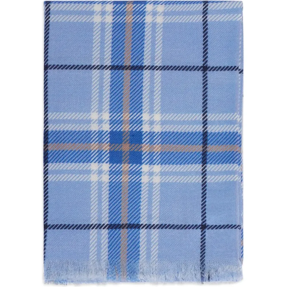 Тартановый шарф с бахромой