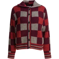 Кардиган в клетку с отложным воротником